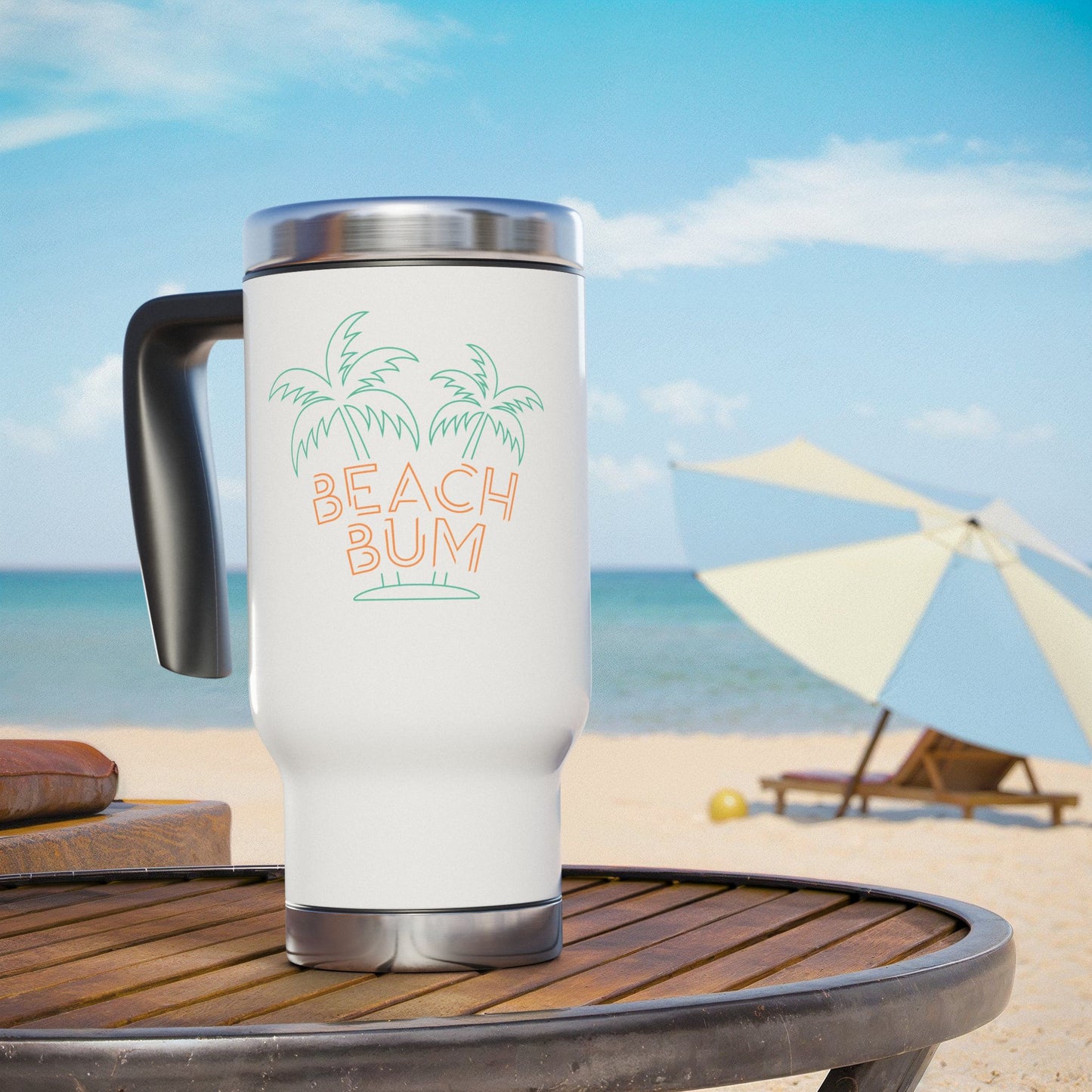 Stainless Steel Travel Mug with Handle, 14oz